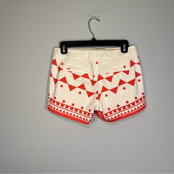 J Crew Shorts Womens 00 White Red Geometric Printed Chino Stretch Cotton Blend - Picture 2 of 10